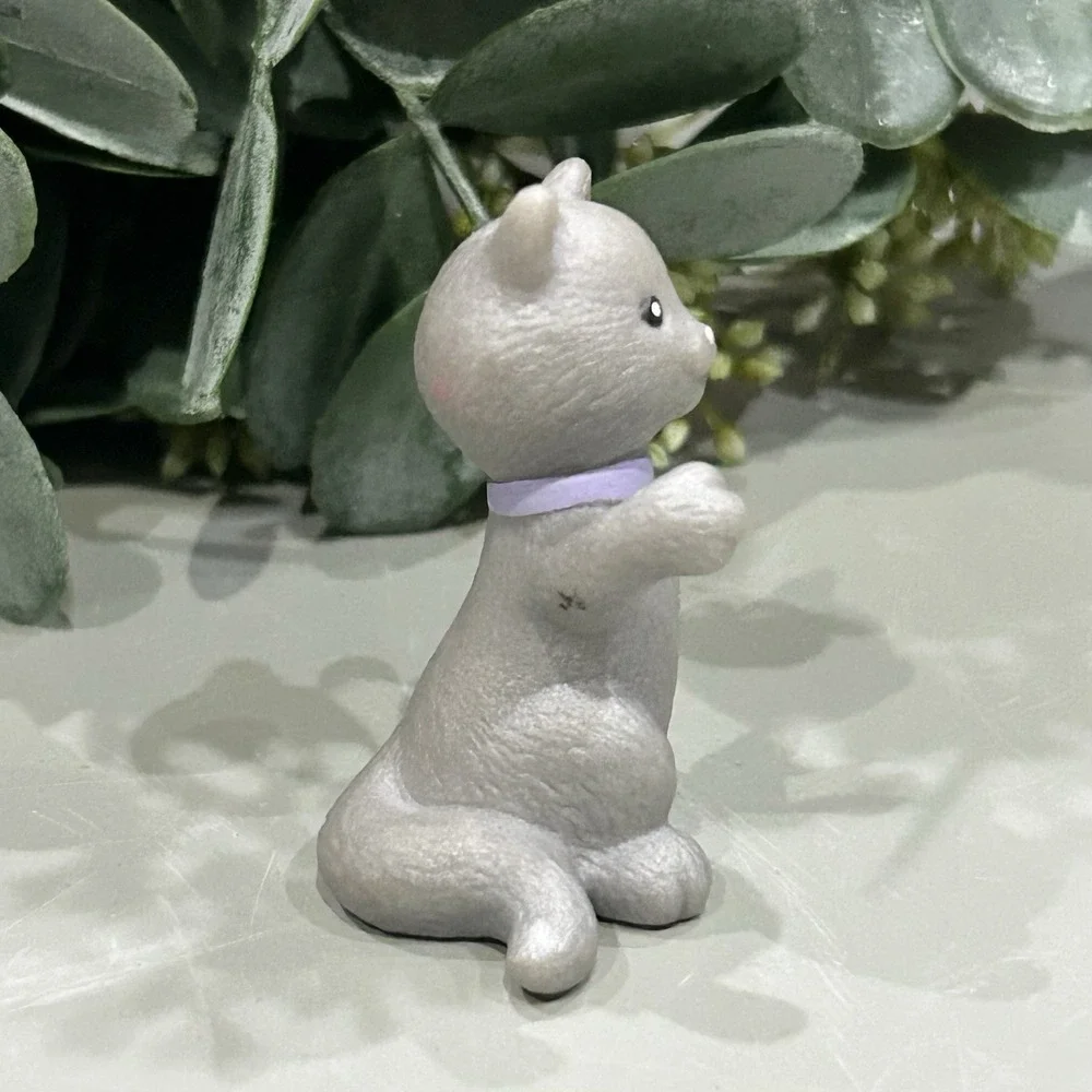Fisher Price Loving Family Vintage 99' Dollhouse Gray Pet Standing Cat Kitten